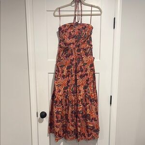 Bohemian Tie Halter Neck Maxi Dress - Multicolor